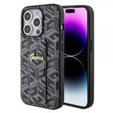 Guess iPhone 15 Pro Max Kuori G Cube Grip Stand Musta