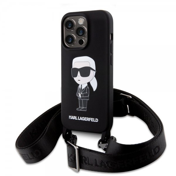 Karl Lagerfeld iPhone 15 Pro Max Suojakuori Ikonik Crossbody Musta