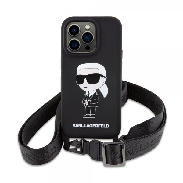 Karl Lagerfeld iPhone 15 Pro Max Suojakuori Ikonik Crossbody Musta