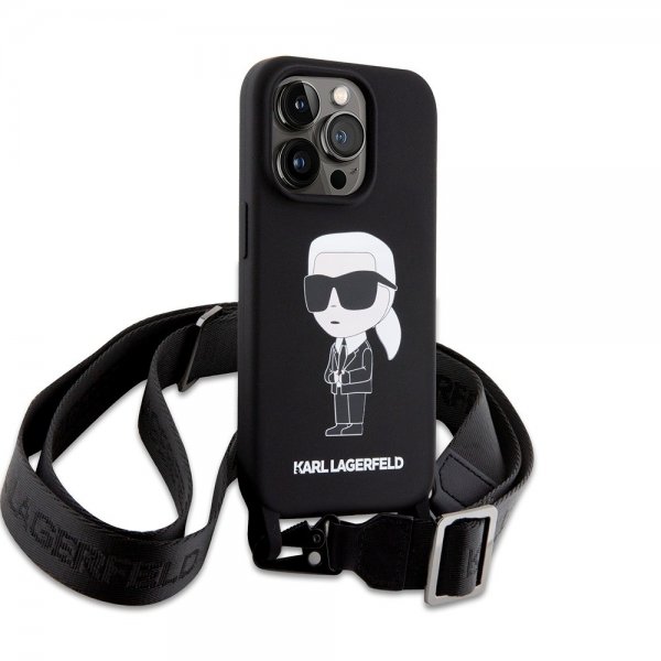 Karl Lagerfeld iPhone 15 Pro Max Suojakuori Ikonik Crossbody Musta