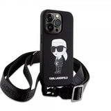 Karl Lagerfeld iPhone 15 Pro Max Suojakuori Ikonik Crossbody Musta