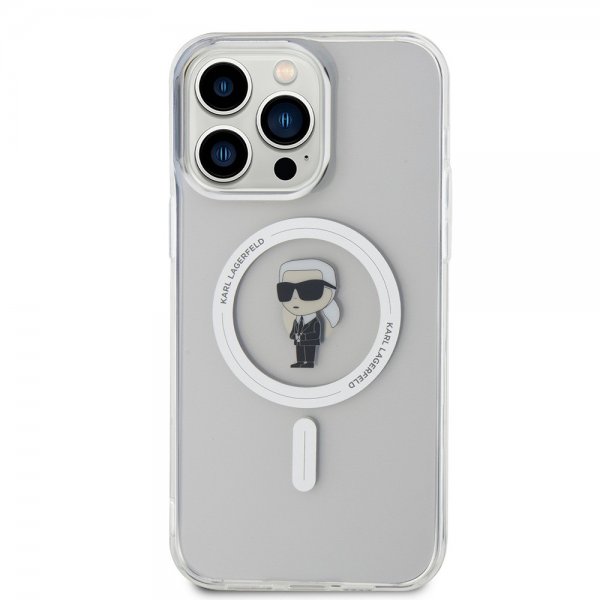 Karl Lagerfeld iPhone 15 Pro Max -kuori Ikonik MagSafe, läpinäkyvä