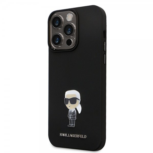 Karl Lagerfeld iPhone 15 Pro Max Kuori Ikonik Metal Pin Musta