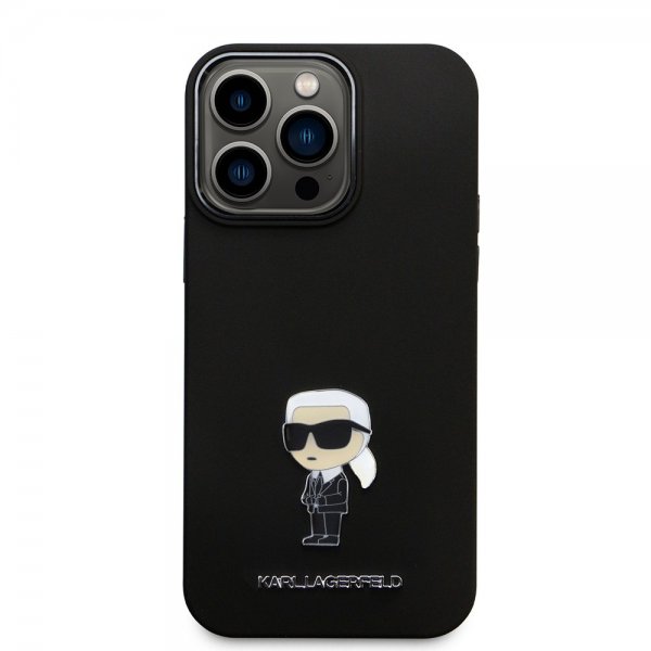 Karl Lagerfeld iPhone 15 Pro Max Kuori Ikonik Metal Pin Musta