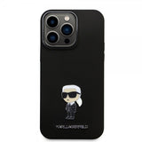 Karl Lagerfeld iPhone 15 Pro Max Kuori Ikonik Metal Pin Musta