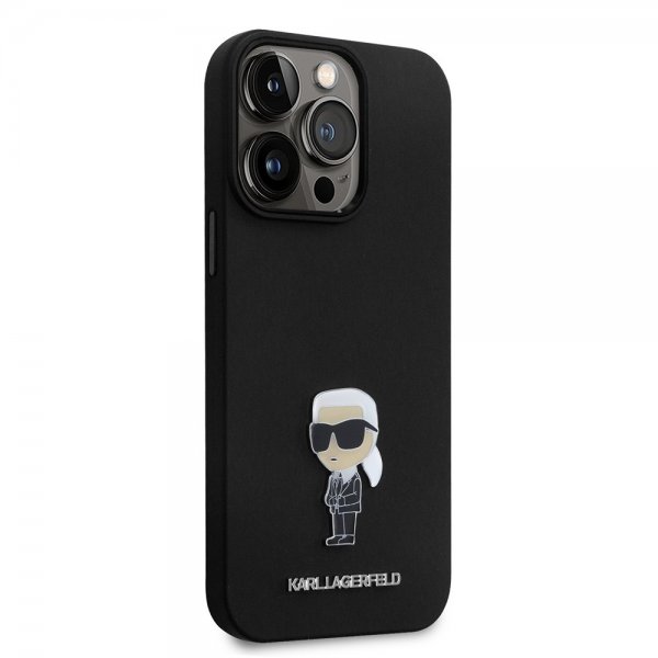 Karl Lagerfeld iPhone 15 Pro Max Kuori Ikonik Metal Pin Musta