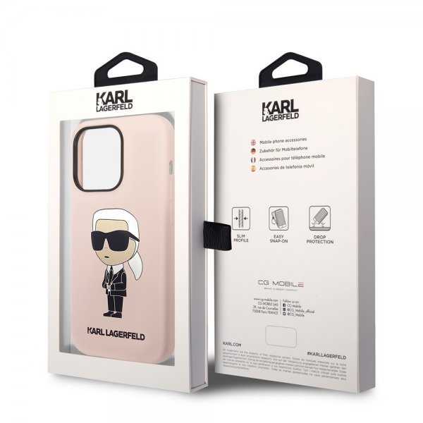 Karl Lagerfeld iPhone 15 Pro Max -kuori Ikonik NFT Pink