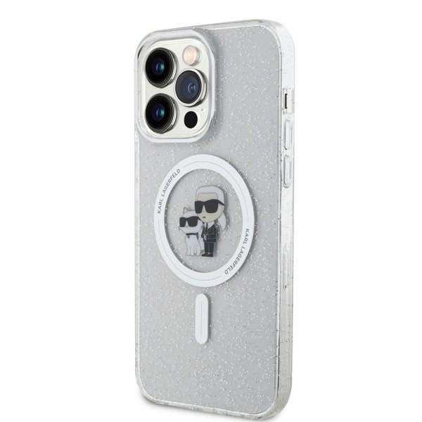 Karl Lagerfeld iPhone 15 Pro Max Kuori Karl & Choupette Glitter MagSafe Läpinäkyvä