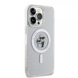 Karl Lagerfeld iPhone 15 Pro Max Kuori Karl & Choupette Glitter MagSafe Läpinäkyvä