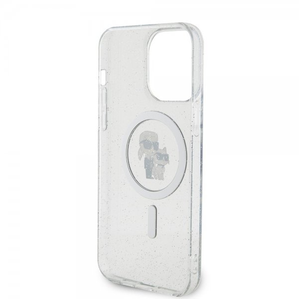 Karl Lagerfeld iPhone 15 Pro Max Kuori Karl & Choupette Glitter MagSafe Läpinäkyvä