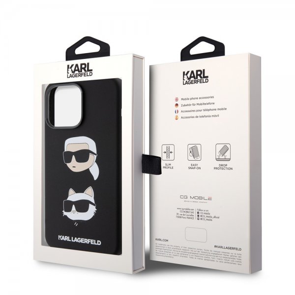 Karl Lagerfeld iPhone 15 Pro Max Kuori Karl & Choupette Musta