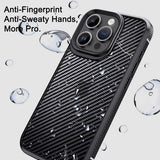 Ipaky iPhone 15 Pro Max -hiilikuitukuvioitu kuori, sininen