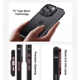 Ipaky iPhone 15 Pro Max -hiilikuitukuvioitu kuori, sininen