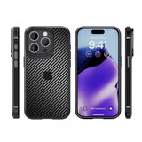Ipaky iPhone 15 Pro Max -hiilikuitukuvioitu suojakuori, musta