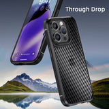 Ipaky iPhone 15 Pro Max -hiilikuitukuvioitu suojakuori, musta