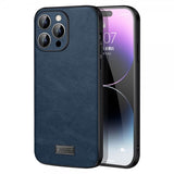 Sulada iPhone 15 Pro Max -suojakuori, nahkakuvioitu, sininen