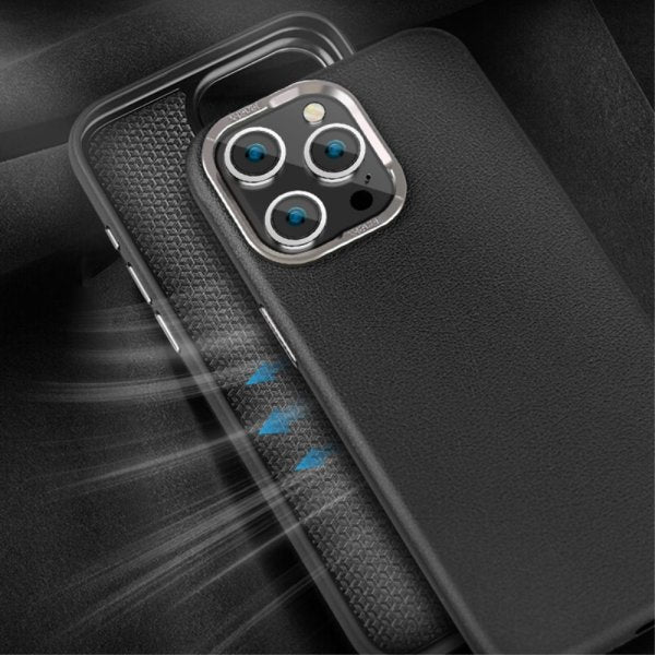 X-Level iPhone 15 Pro Max Kuori Nahkatekstuuri MagSafe Harmaa