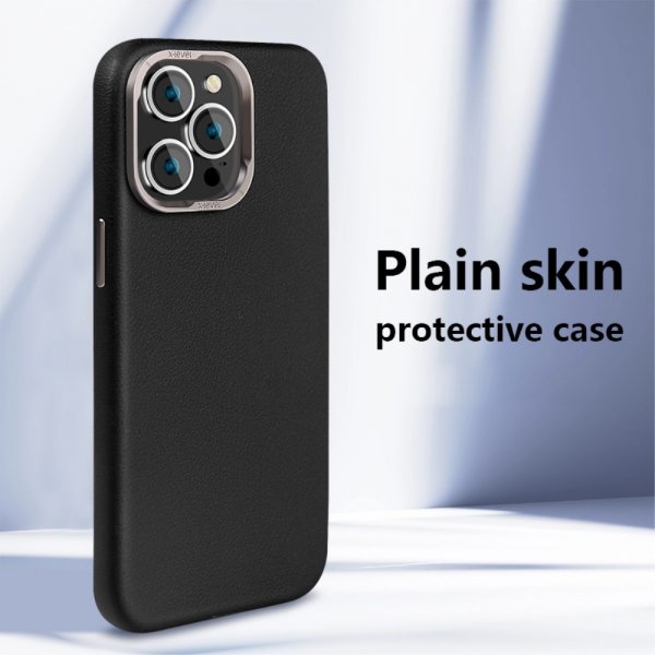 X-Level iPhone 15 Pro Kuori Nahkakuvio MagSafe Musta