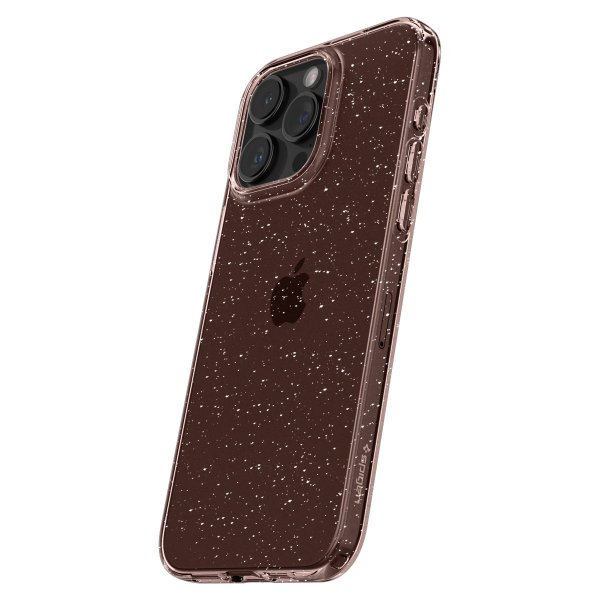 Spigen iPhone 15 Pro Max -suojakuori, Liquid Crystal Glitter Rose Quartz