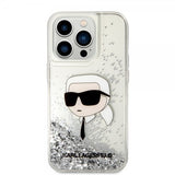 Karl Lagerfeld iPhone 15 Pro Max Suojakuori Liquid Glitter NFT Karl Silver