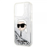 Karl Lagerfeld iPhone 15 Pro Max Suojakuori Liquid Glitter NFT Karl Silver