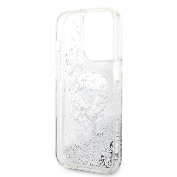 Karl Lagerfeld iPhone 15 Pro Max Suojakuori Liquid Glitter NFT Karl Silver