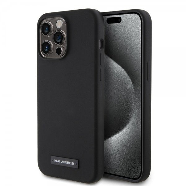 Karl Lagerfeld iPhone 15 Pro Max Kuori Liquid Silicone MagSafe Musta