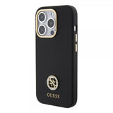 Guess iPhone 15 Pro Max Kuori Liquid Silicone Metal Logo Musta