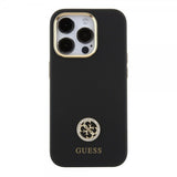 Guess iPhone 15 Pro Max Kuori Liquid Silicone Metal Logo Musta