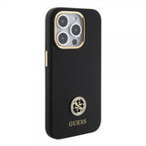 Guess iPhone 15 Pro Max Kuori Liquid Silicone Metal Logo Musta