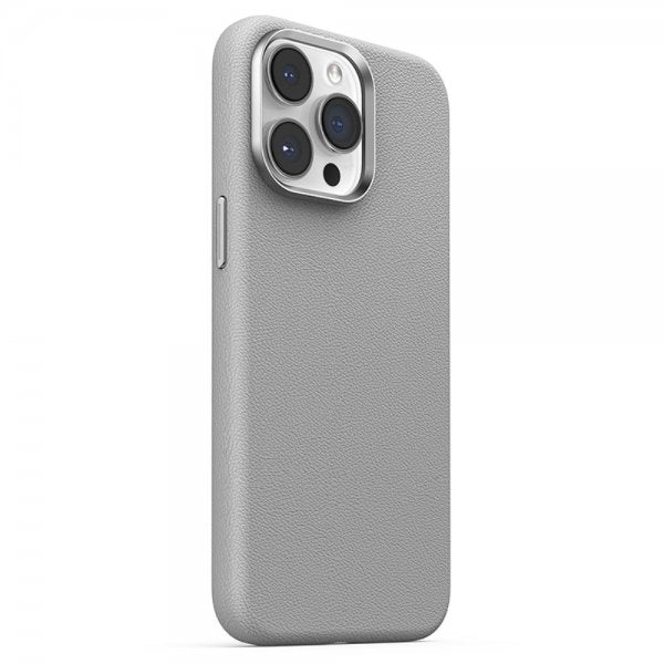 Joyroom iPhone 15 Pro Max -kuori Litchi Pattern Series MagSafe harmaa