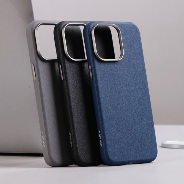 Joyroom iPhone 15 Pro Max -kuori Litchi Pattern Series MagSafe harmaa