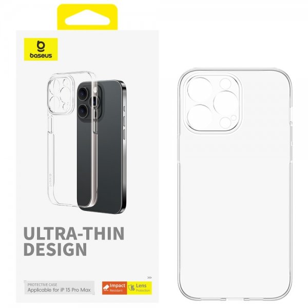 Baseus iPhone 15 Pro Max -suojakuori, Lucent Series, läpinäkyvä