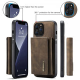 Dg.Ming iPhone 15 Pro Max Kuori M1 Series Irrotettava Korttipidike Kahvi