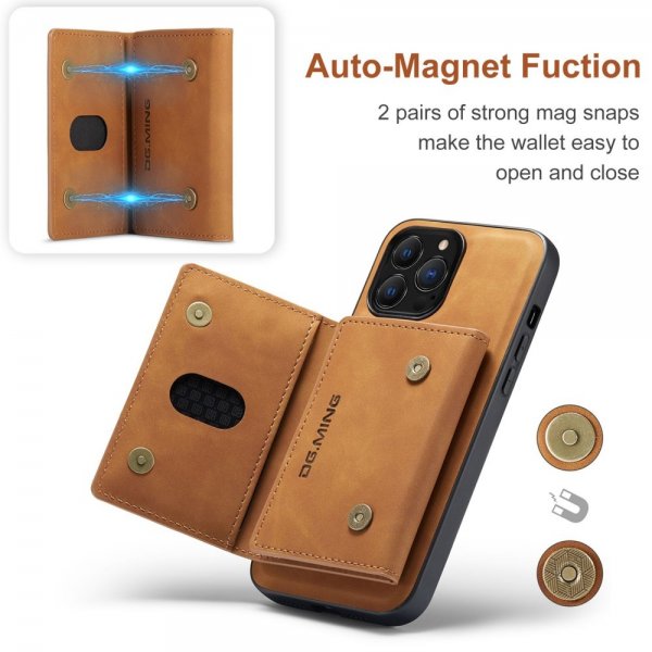 Dg.Ming iPhone 15 Pro Pro Max Kuori M2-sarjan Irrotettava Korttipidike Ruskea