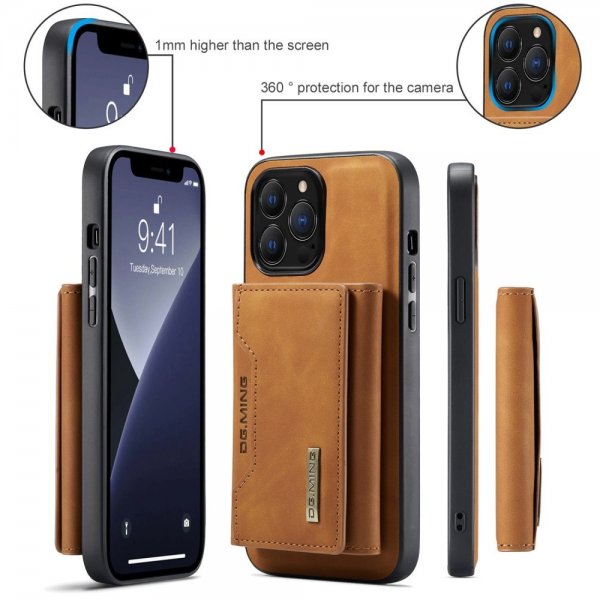 Dg.Ming iPhone 15 Pro Pro Max Kuori M2-sarjan Irrotettava Korttipidike Ruskea