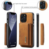 Dg.Ming iPhone 15 Pro Pro Max Kuori M2-sarjan Irrotettava Korttipidike Ruskea