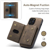 Dg.Ming iPhone 15 Pro Max Kuori M2-sarjan Irrotettava Korttipidike Kahvi