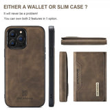 Dg.Ming iPhone 15 Pro Max Kuori M2-sarjan Irrotettava Korttipidike Kahvi