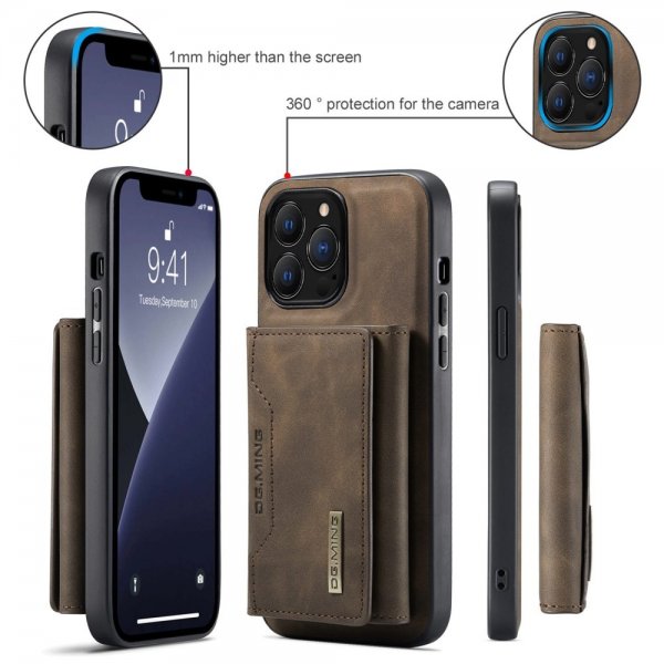 Dg.Ming iPhone 15 Pro Max Kuori M2-sarjan Irrotettava Korttipidike Kahvi