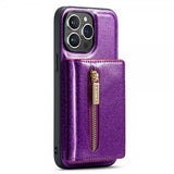 Dg.Ming iPhone 15 Pro Max Kuori M3-sarjan irrotettava korttipidike, kimalteleva, violetti