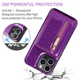 Dg.Ming iPhone 15 Pro Max Kuori M3-sarjan irrotettava korttipidike, kimalteleva, violetti