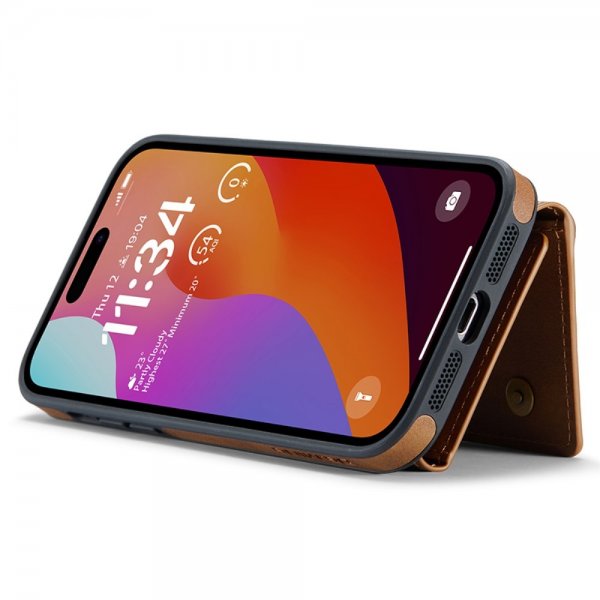 Dg.Ming iPhone 15 Pro Max kuori, M5-sarja, irrotettava korttikotelo, ruskea