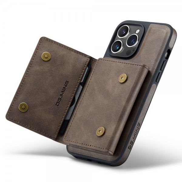 Dg.Ming iPhone 15 Pro Max Kuori M5-sarja Irrotettava Korttipidike Kahvi
