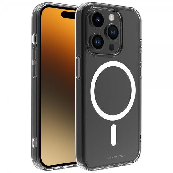 Vivanco iPhone 15 Pro Max -suojakuori Mag Steady, läpinäkyvä