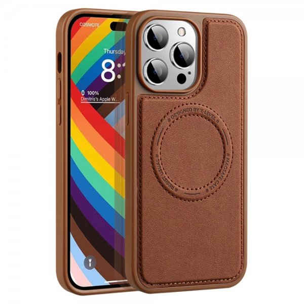 X-Level iPhone 15 Pro Max -kuori MagSafe Denim Jacket, ruskea