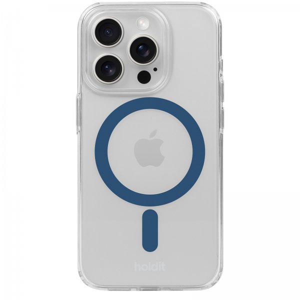 holdit iPhone 15 Pro Max -kuori MagSafe Case Denim Blue Transparent