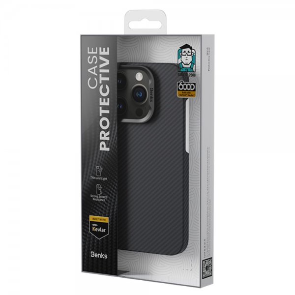 Benks iPhone 15 Pro Max Kuori MagSafe Kevlar Musta