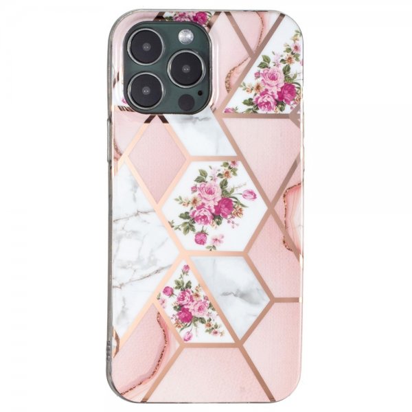 iPhone 15 Pro Max Kuori Marmorikuvio Kukkia Pinkki