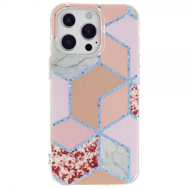 iPhone 15 Pro Max Kuori Marmorikuvio Punainen Vaaleanpunainen